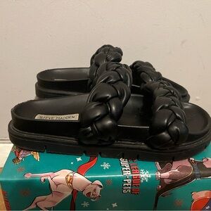 Steve Madden Black Braided Sandals